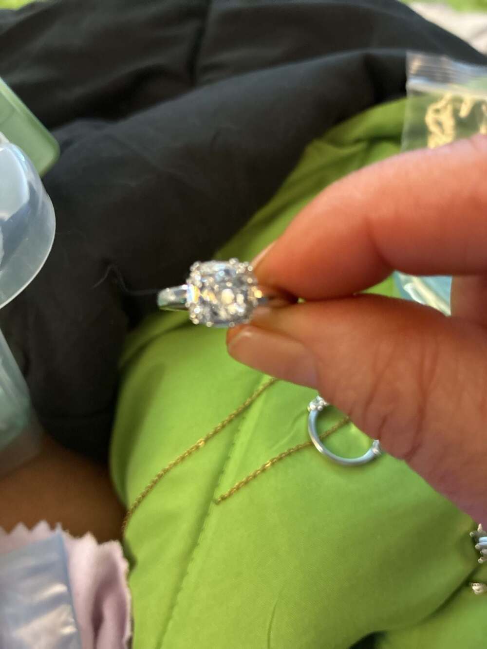 Round Cut Halo Cubic Zirconia Engagement Ring